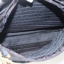 PRADA Chain Hand Bag Nylon Black Gold Auth gh1687-22