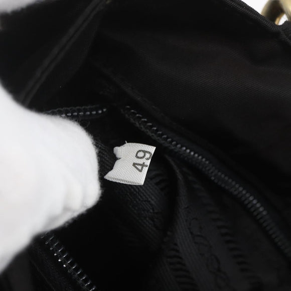 PRADA Chain Hand Bag Nylon Black Gold Auth gh1687