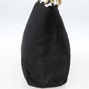 PRADA Chain Hand Bag Nylon Black Gold Auth gh1687-3