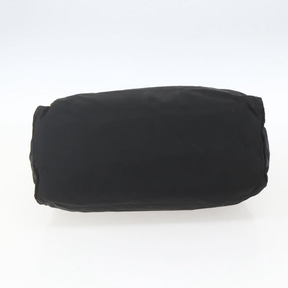 PRADA Chain Hand Bag Nylon Black Gold Auth gh1687