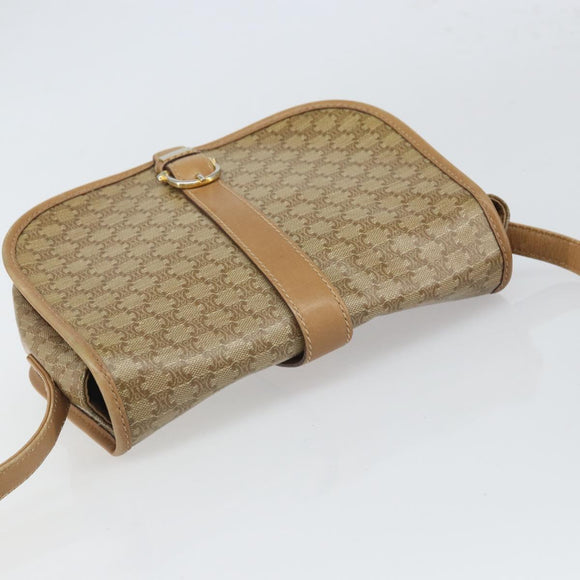 CELINE Macadam Canvas Shoulder Bag PVC Beige Gold Auth gh1688