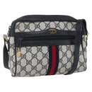 GUCCI GG Supreme Sherry Line Shoulder Bag PVC Navy Gold 42 01 3654 Auth gh1690-1