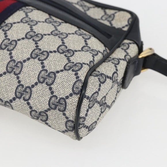 GUCCI GG Supreme Sherry Line Shoulder Bag PVC Navy Gold 42 01 3654 Auth gh1690