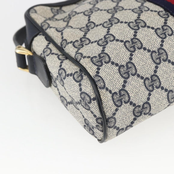 GUCCI GG Supreme Sherry Line Shoulder Bag PVC Navy Gold 42 01 3654 Auth gh1690