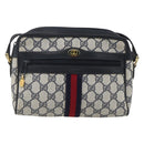 GUCCI GG Supreme Sherry Line Shoulder Bag PVC Navy Gold 42 01 3654 Auth gh1690-2