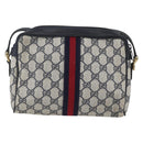 GUCCI GG Supreme Sherry Line Shoulder Bag PVC Navy Gold 42 01 3654 Auth gh1690-3