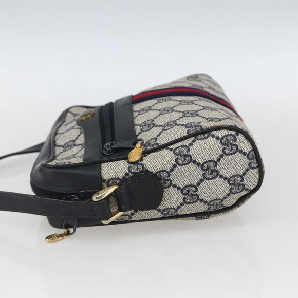 GUCCI GG Supreme Sherry Line Shoulder Bag PVC Navy Gold 42 01 3654 Auth gh1690