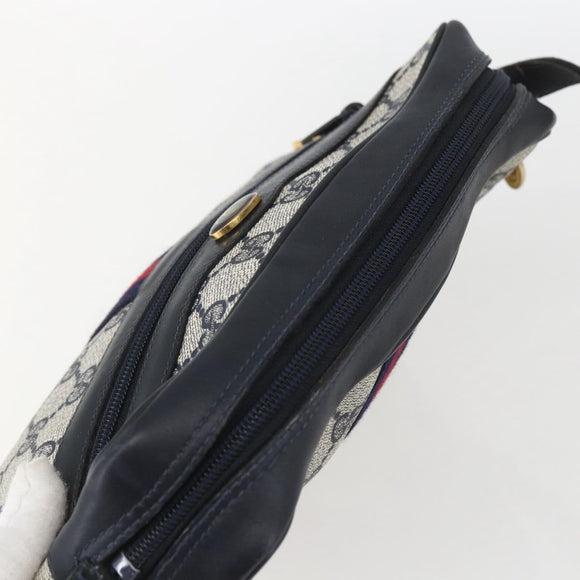 GUCCI GG Supreme Sherry Line Shoulder Bag PVC Navy Gold 42 01 3654 Auth gh1690