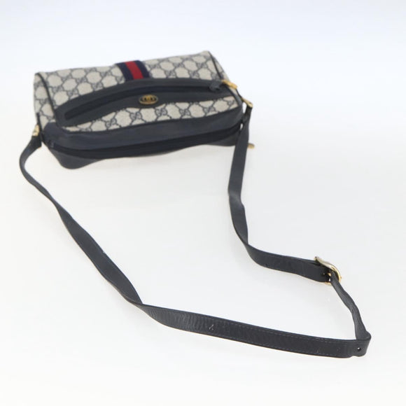 GUCCI GG Supreme Sherry Line Shoulder Bag PVC Navy Gold 42 01 3654 Auth gh1690