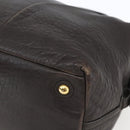 SAINT LAURENT Easy Boston Bag Leather Dark Brown Gold Auth gh1693-9
