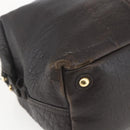 SAINT LAURENT Easy Boston Bag Leather Dark Brown Gold Auth gh1693-14