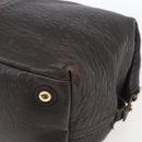 SAINT LAURENT Easy Boston Bag Leather Dark Brown Gold Auth gh1693-15