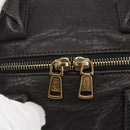 SAINT LAURENT Easy Boston Bag Leather Dark Brown Gold Auth gh1693-10