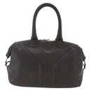 SAINT LAURENT Easy Boston Bag Leather Dark Brown Gold Auth gh1693-13
