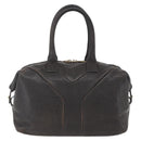 SAINT LAURENT Easy Boston Bag Leather Dark Brown Gold Auth gh1693-2