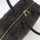SAINT LAURENT Easy Boston Bag Leather Dark Brown Gold Auth gh1693-6
