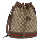 GUCCI GG Supreme Web Sherry Line Bag PVC Beige Gold 001 090 0933 Auth gh1694-1