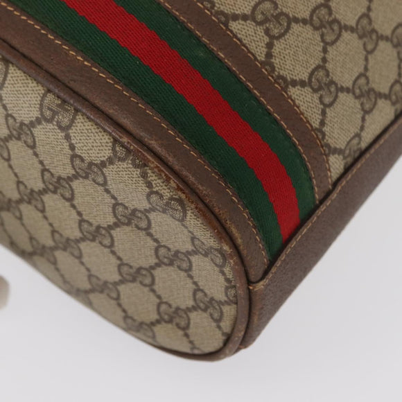 GUCCI GG Supreme Web Sherry Line Bag PVC Beige Gold 001 090 0933 Auth gh1694