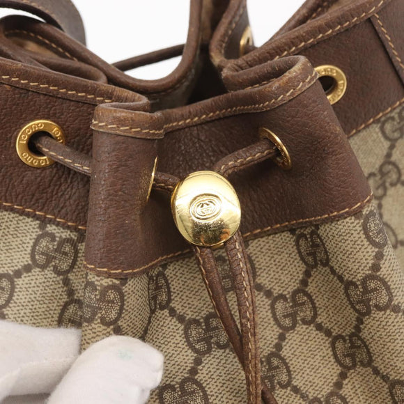 GUCCI GG Supreme Web Sherry Line Bag PVC Beige Gold 001 090 0933 Auth gh1694