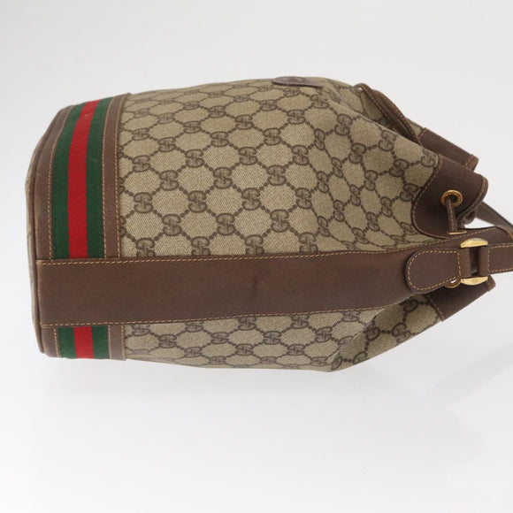 GUCCI GG Supreme Web Sherry Line Bag PVC Beige Gold 001 090 0933 Auth gh1694