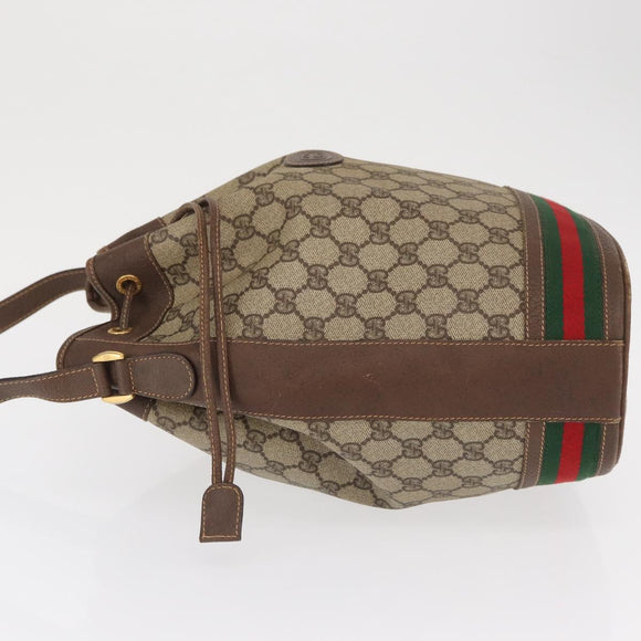 GUCCI GG Supreme Web Sherry Line Bag PVC Beige Gold 001 090 0933 Auth gh1694