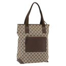 GUCCI GG Canvas Tote Bag Beige Silver 28892 Auth gh1695-1