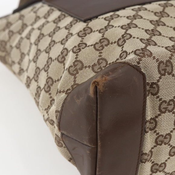 GUCCI GG Canvas Tote Bag Beige Silver 28892 Auth gh1695