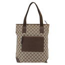 GUCCI GG Canvas Tote Bag Beige Silver 28892 Auth gh1695-2