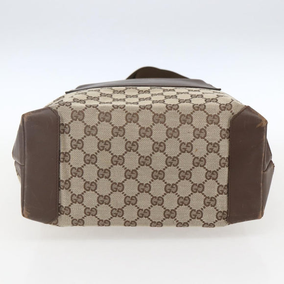 GUCCI GG Canvas Tote Bag Beige Silver 28892 Auth gh1695