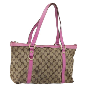 GUCCI GG Canvas Abbey Tote Bag Beige Gold 141470 Auth gh1707