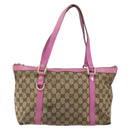GUCCI GG Canvas Abbey Tote Bag Beige Gold 141470 Auth gh1707-2