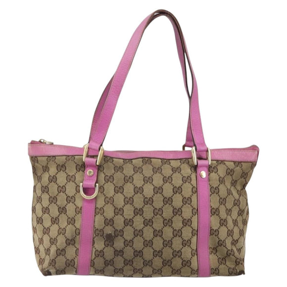 GUCCI GG Canvas Abbey Tote Bag Beige Gold 141470 Auth gh1707