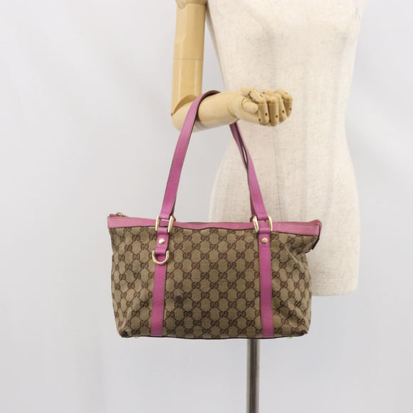 GUCCI GG Canvas Abbey Tote Bag Beige Gold 141470 Auth gh1707