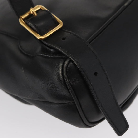 GUCCI Bamboo Backpack Leather Black Gold 003 2058 0030 Auth gh1708