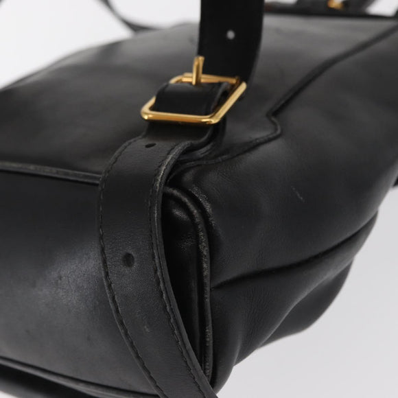 GUCCI Bamboo Backpack Leather Black Gold 003 2058 0030 Auth gh1708