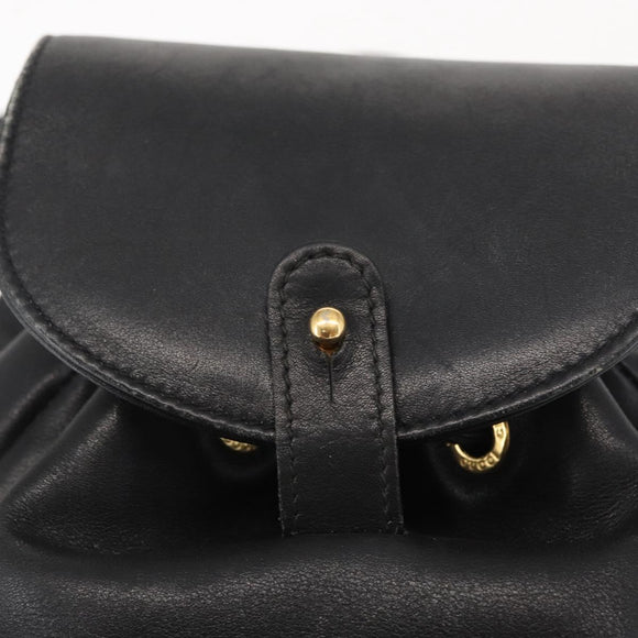 GUCCI Bamboo Backpack Leather Black Gold 003 2058 0030 Auth gh1708
