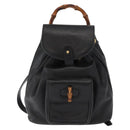 GUCCI Bamboo Backpack Leather Black Gold 003 2058 0030 Auth gh1708-13