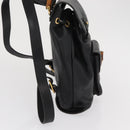 GUCCI Bamboo Backpack Leather Black Gold 003 2058 0030 Auth gh1708-4