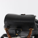 GUCCI Bamboo Backpack Leather Black Gold 003 2058 0030 Auth gh1708-6