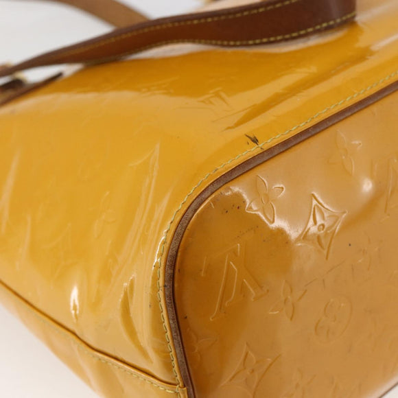 LOUIS VUITTON Monogram Vernis Houston Hand Bag Jaune M91121 LV Auth gh1716
