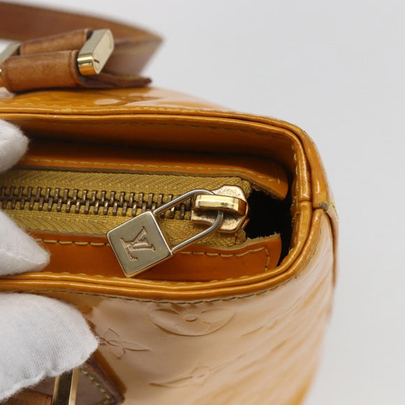 LOUIS VUITTON Monogram Vernis Houston Hand Bag Jaune M91121 LV Auth gh1716