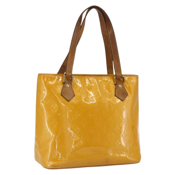 LOUIS VUITTON Monogram Vernis Houston Hand Bag Jaune M91121 LV Auth gh1716