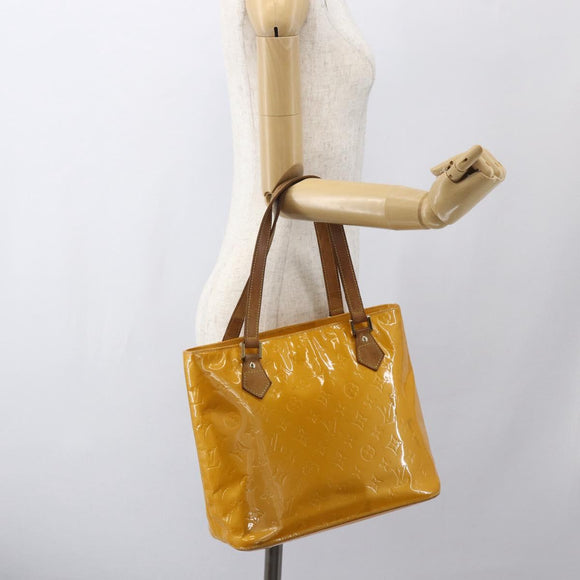 LOUIS VUITTON Monogram Vernis Houston Hand Bag Jaune M91121 LV Auth gh1716