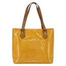 LOUIS VUITTON Monogram Vernis Houston Hand Bag Jaune M91121 LV Auth gh1716-3