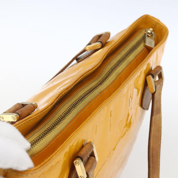 LOUIS VUITTON Monogram Vernis Houston Hand Bag Jaune M91121 LV Auth gh1716