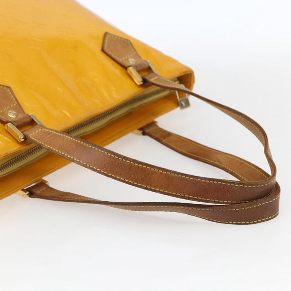 LOUIS VUITTON Monogram Vernis Houston Hand Bag Jaune M91121 LV Auth gh1716