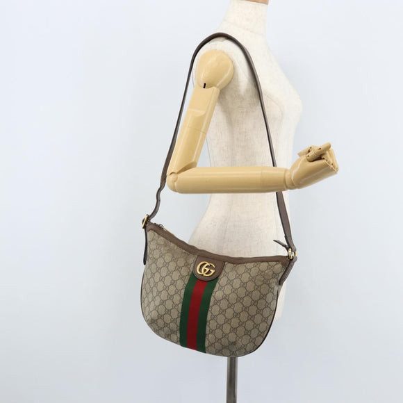 GUCCI GG Supreme GG Marmont Ophidia Shoulder Bag PVC Beige Gold Auth gh1719
