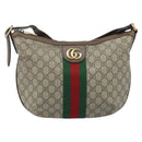 GUCCI GG Supreme GG Marmont Ophidia Shoulder Bag PVC Beige Gold Auth gh1719-2