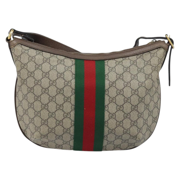 GUCCI GG Supreme GG Marmont Ophidia Shoulder Bag PVC Beige Gold Auth gh1719