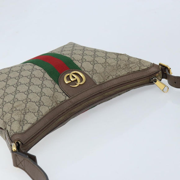 GUCCI GG Supreme GG Marmont Ophidia Shoulder Bag PVC Beige Gold Auth gh1719